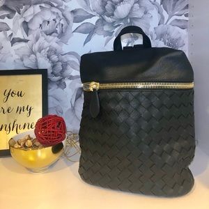 Madison West: Black woven full sized back pack